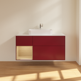 Тумба под раковину Villeroy & Boch Finion 120х50,1 см с подсветкой МДФ пион матовый лак/стекло белое матовое G411PCHB