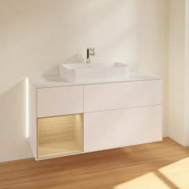 Тумба под раковину Villeroy & Boch Finion 120х50,1 см с подсветкой МДФ белый матовый лак/стекло белое матовое G411PCMT