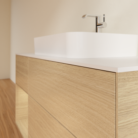 Тумба под раковину Villeroy & Boch Finion 120х50,1 см с подсветкой МДФ шпон дуба/стекло белое матовое G411PCPC