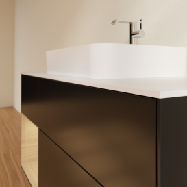 Тумба под раковину Villeroy & Boch Finion 120х50,1 см с подсветкой МДФ черный матовый лак/стекло белое матовое G411PCPD