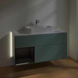 Тумба под раковину Villeroy & Boch Finion 120х50,1 см с подсветкой МДФ оливковый матовый лак/стекло белое матовое G411PDGM