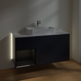 Тумба под раковину Villeroy & Boch Finion 120х50,1 см с подсветкой МДФ темно-синий матовый лак/стекло белое матовое G411PDHG