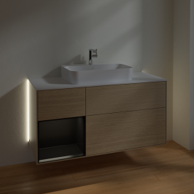 Тумба под раковину Villeroy & Boch Finion 120х50,1 см с подсветкой МДФ шпон дуба/стекло белое матовое G411PDPC