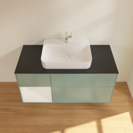 Тумба под раковину Villeroy & Boch Finion 120х50,1 см с подсветкой МДФ оливковый матовый лак/стекло черное матовое G412GFGM