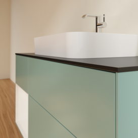 Тумба под раковину Villeroy & Boch Finion 120х50,1 см с подсветкой МДФ оливковый матовый лак/стекло черное матовое G412GFGM