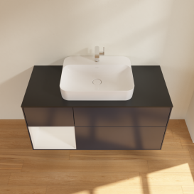 Тумба под раковину Villeroy & Boch Finion 120х50,1 см с подсветкой МДФ темно-синий матовый лак/стекло черное матовое G412GFHG