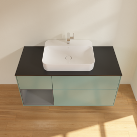 Тумба под раковину Villeroy & Boch Finion 120х50,1 см с подсветкой МДФ оливковый матовый лак/стекло черное матовое G412GKGM