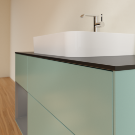 Тумба под раковину Villeroy & Boch Finion 120х50,1 см с подсветкой МДФ оливковый матовый лак/стекло черное матовое G412GKGM