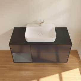 Тумба под раковину Villeroy & Boch Finion 120х50,1 см с подсветкой МДФ антрацит матовый лак/стекло черное матовое G412GKHG