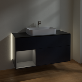 Тумба под раковину Villeroy & Boch Finion 120х50,1 см с подсветкой МДФ антрацит матовый лак/стекло черное матовое G412GKHG