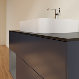 Тумба под раковину Villeroy & Boch Finion 120х50,1 см с подсветкой МДФ антрацит матовый лак/стекло черное матовое G412GKHG