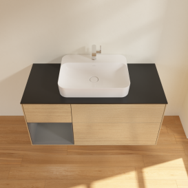 Тумба под раковину Villeroy & Boch Finion 120х50,1 см с подсветкой МДФ шпон дуба/стекло черное матовое G412GKPC