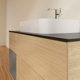 Тумба под раковину Villeroy & Boch Finion 120х50,1 см с подсветкой МДФ шпон дуба/стекло черное матовое G412GKPC