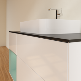 Тумба под раковину Villeroy & Boch Finion 120х50,1 см с подсветкой МДФ глянцевый белый лак/стекло черное матовое G412GMGF