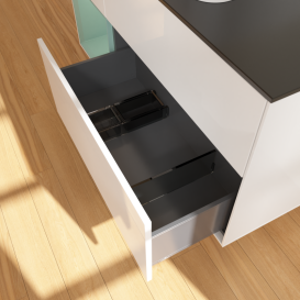 Тумба под раковину Villeroy & Boch Finion 120х50,1 см с подсветкой МДФ глянцевый белый лак/стекло черное матовое G412GMGF