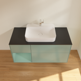 Тумба под раковину Villeroy & Boch Finion 120х50,1 см с подсветкой МДФ оливковый матовый лак/стекло черное матовое G412GMGM