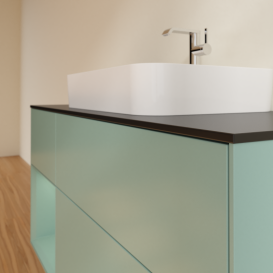 Тумба под раковину Villeroy & Boch Finion 120х50,1 см с подсветкой МДФ оливковый матовый лак/стекло черное матовое G412GMGM