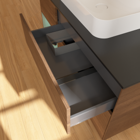 Тумба под раковину Villeroy & Boch Finion 120х50,1 см с подсветкой МДФ шпон грецкого ореха/стекло черное матовое G412GMGN