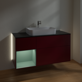 Тумба под раковину Villeroy & Boch Finion 120х50,1 см с подсветкой МДФ пион матовый лак/стекло черное матовое G412GMHB