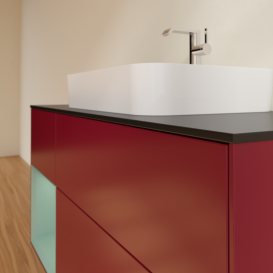 Тумба под раковину Villeroy & Boch Finion 120х50,1 см с подсветкой МДФ пион матовый лак/стекло черное матовое G412GMHB