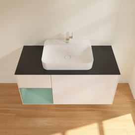 Тумба под раковину Villeroy & Boch Finion 120х50,1 см с подсветкой МДФ белый матовый лак/стекло черное матовое G412GMMT