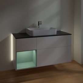 Тумба под раковину Villeroy & Boch Finion 120х50,1 см с подсветкой МДФ белый матовый лак/стекло черное матовое G412GMMT