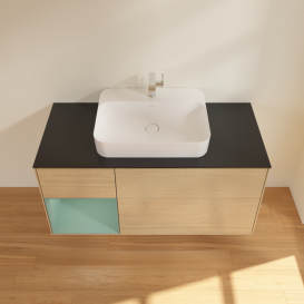 Тумба под раковину Villeroy & Boch Finion 120х50,1 см с подсветкой МДФ шпон дуба/стекло черное матовое G412GMPC