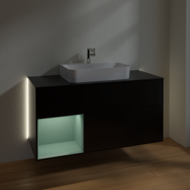 Тумба под раковину Villeroy & Boch Finion 120х50,1 см с подсветкой МДФ черный матовый лак/стекло черное матовое G412GMPD