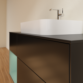Тумба под раковину Villeroy & Boch Finion 120х50,1 см с подсветкой МДФ черный матовый лак/стекло черное матовое G412GMPD