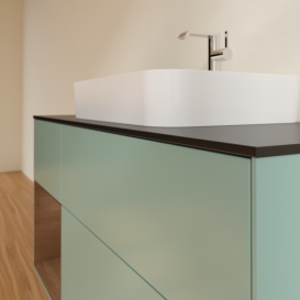 Тумба під раковину Villeroy & Boch Finion 120х50,1 см із підсвічуванням МДФ оливковий матовий лак/скло чорне матове G412GNGM