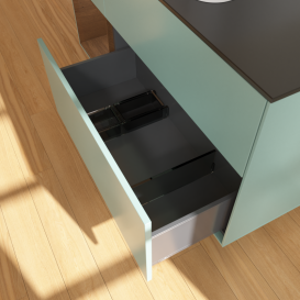 Тумба під раковину Villeroy & Boch Finion 120х50,1 см із підсвічуванням МДФ оливковий матовий лак/скло чорне матове G412GNGM