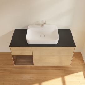 Тумба под раковину Villeroy & Boch Finion 120х50,1 см с подсветкой МДФ шпон дуба/стекло черное матовое G412GNPC