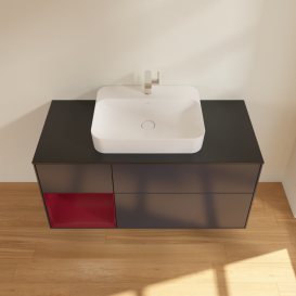 Тумба под раковину Villeroy & Boch Finion 120х50,1 см с подсветкой МДФ темно-синий матовый лак/стекло черное матовое G412HBHG