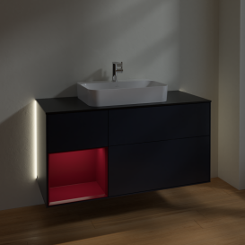Тумба под раковину Villeroy & Boch Finion 120х50,1 см с подсветкой МДФ темно-синий матовый лак/стекло черное матовое G412HBHG