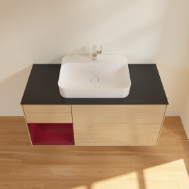 Тумба под раковину Villeroy & Boch Finion 120х50,1 см с подсветкой МДФ шпон дуба/стекло черное матовое G412HBPC