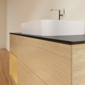 Тумба под раковину Villeroy & Boch Finion 120х50,1 см с подсветкой МДФ шпон дуба/стекло черное матовое G412HFPC