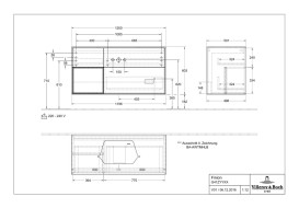 Тумба под раковину Villeroy & Boch Finion 120х50,1 см с подсветкой МДФ шпон дуба/стекло черное матовое G412HFPC