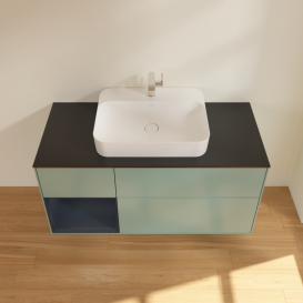 Тумба под раковину Villeroy & Boch Finion 120х50,1 см с подсветкой МДФ оливковый матовый лак/стекло черное матовое G412HGGM