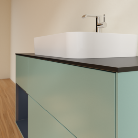 Тумба под раковину Villeroy & Boch Finion 120х50,1 см с подсветкой МДФ оливковый матовый лак/стекло черное матовое G412HGGM