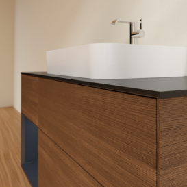 Тумба под раковину Villeroy & Boch Finion 120х50,1 см с подсветкой МДФ шпон грецкого ореха/стекло черное матовое G412HGGN