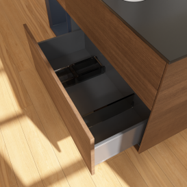 Тумба под раковину Villeroy & Boch Finion 120х50,1 см с подсветкой МДФ шпон грецкого ореха/стекло черное матовое G412HGGN