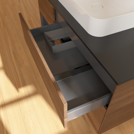 Тумба под раковину Villeroy & Boch Finion 120х50,1 см с подсветкой МДФ шпон грецкого ореха/стекло черное матовое G412HGGN