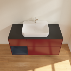 Тумба под раковину Villeroy & Boch Finion 120х50,1 см с подсветкой МДФ пион матовый лак/стекло черное матовое G412HGHB