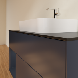 Тумба под раковину Villeroy & Boch Finion 120х50,1 см с подсветкой МДФ темно-синий матовый лак/стекло черное матовое G412HGHG