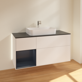 Тумба под раковину Villeroy & Boch Finion 120х50,1 см с подсветкой МДФ белый матовый лак/стекло черное матовое G412HGMT