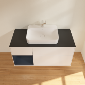 Тумба под раковину Villeroy & Boch Finion 120х50,1 см с подсветкой МДФ белый матовый лак/стекло черное матовое G412HGMT