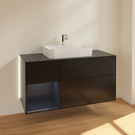 Тумба под раковину Villeroy & Boch Finion 120х50,1 см с подсветкой МДФ черный матовый лак/стекло черное матовое G412HGPD