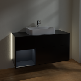 Тумба под раковину Villeroy & Boch Finion 120х50,1 см с подсветкой МДФ черный матовый лак/стекло черное матовое G412HGPD