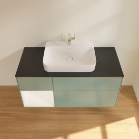 Тумба под раковину Villeroy & Boch Finion 120х50,1 см с подсветкой МДФ оливковый матовый лак/стекло черное матовое G412MTGM