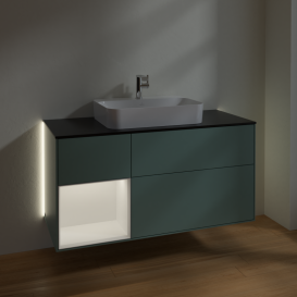 Тумба под раковину Villeroy & Boch Finion 120х50,1 см с подсветкой МДФ оливковый матовый лак/стекло черное матовое G412MTGM
